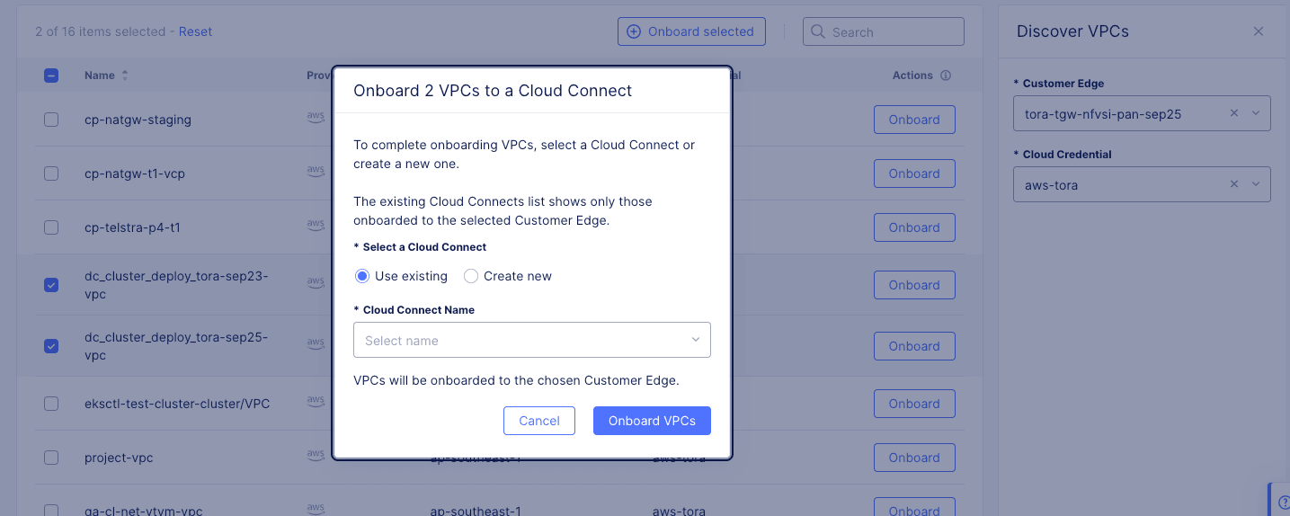 Onboard VPCs